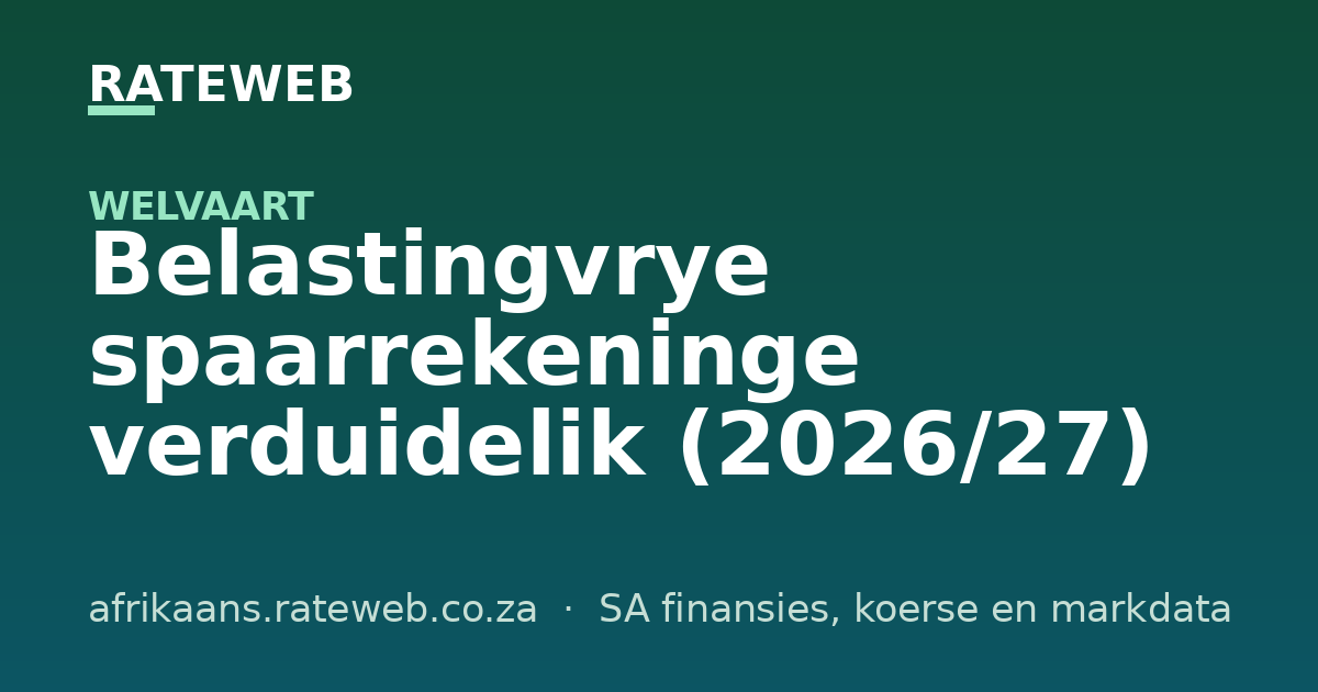 Belastingvrye spaarrekeninge verduidelik (2026/27)